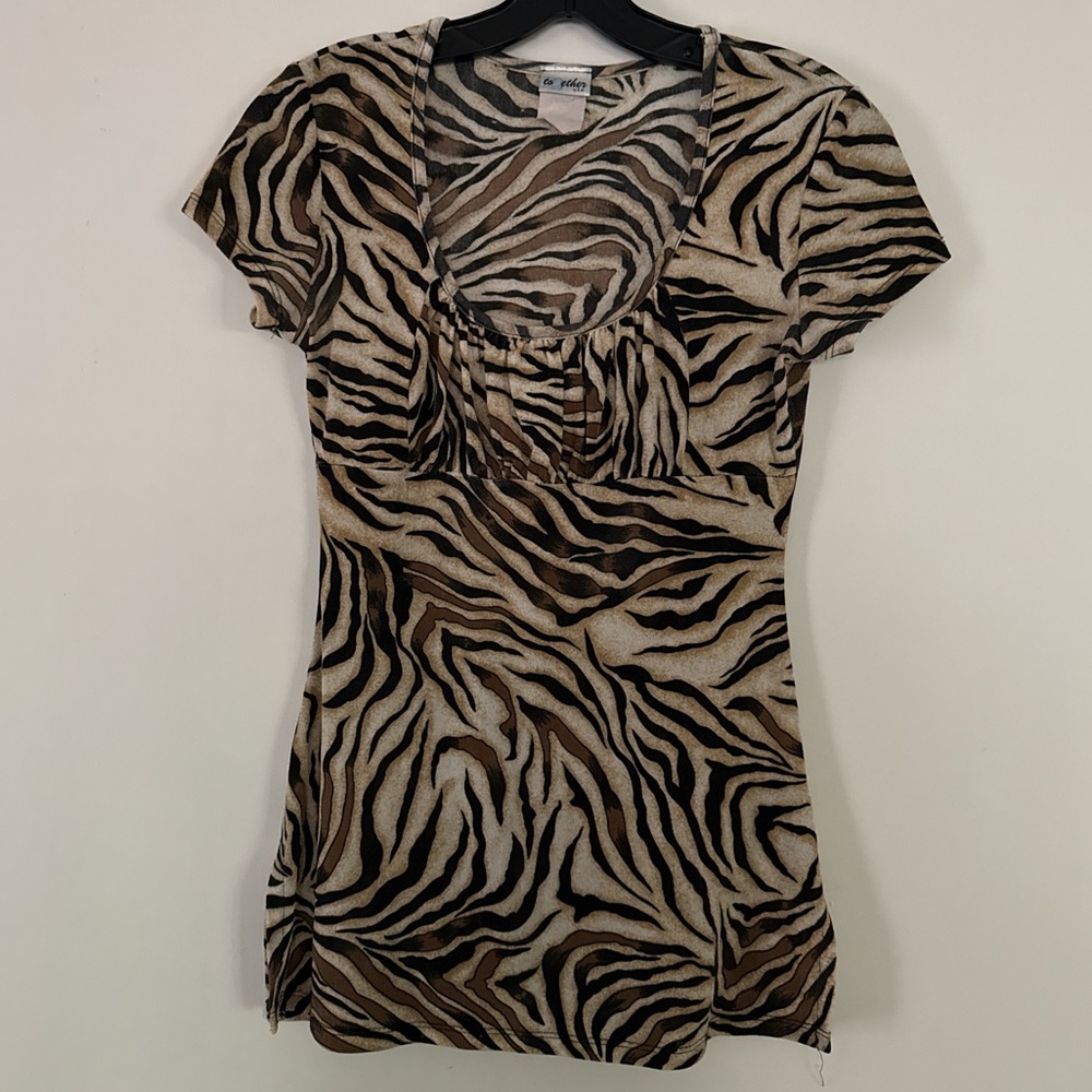 Zebra Print Short Sleeve Top